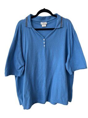 Outer Banks Top Polo Shirt Size 3X Cotton Collared Blue Short Sleeve Henley Plus